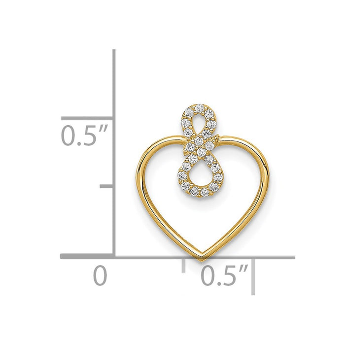 Million Charms 14K Yellow Gold Themed Heart (Cubic Zirconia) CZ Infinity Symbol Chain Slide