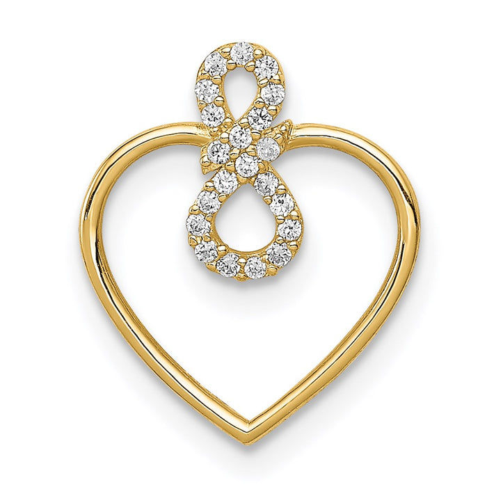 Million Charms 14K Yellow Gold Themed Heart (Cubic Zirconia) CZ Infinity Symbol Chain Slide