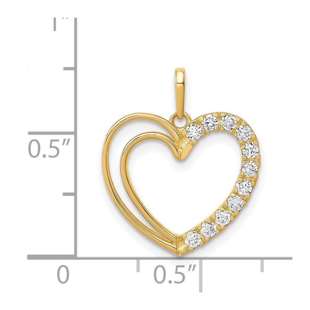 Million Charms 14K Yellow Gold Themed (Cubic Zirconia) CZ Heart Pendant