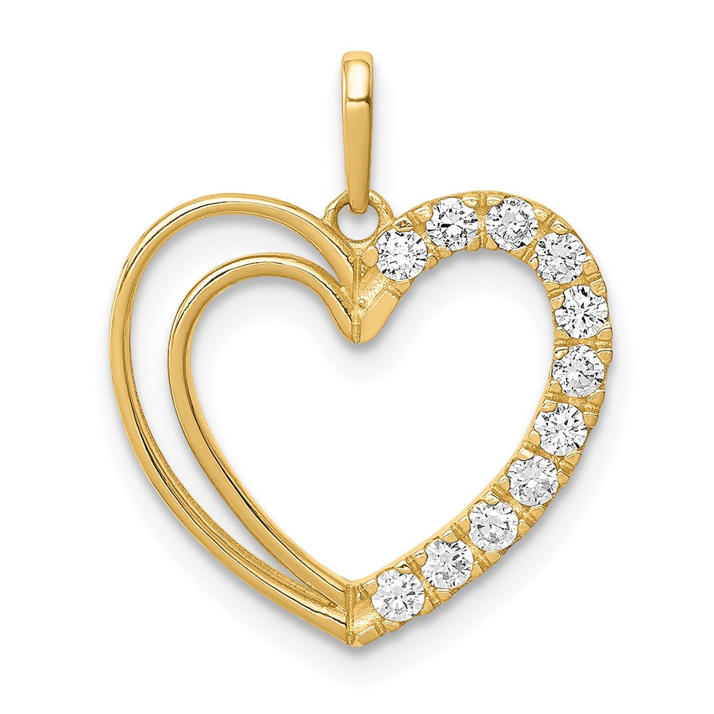 Million Charms 14K Yellow Gold Themed (Cubic Zirconia) CZ Heart Pendant