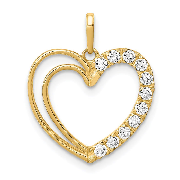 Million Charms 14K Yellow Gold Themed (Cubic Zirconia) CZ Heart Pendant