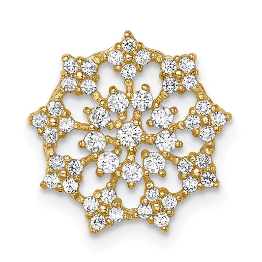 Million Charms 14K Yellow Gold Themed Fancy (Cubic Zirconia) CZ Chain Slide Pendant