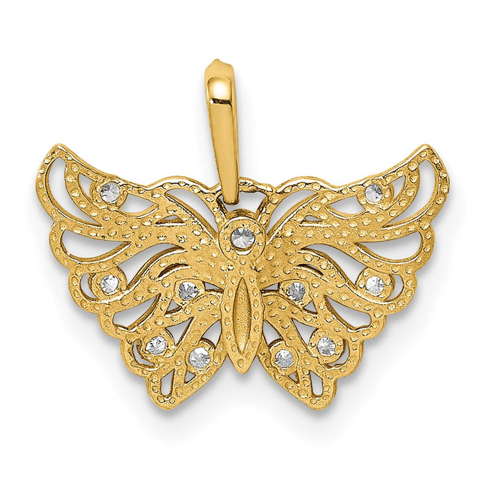 Million Charms 14K Yellow Gold Themed (Cubic Zirconia) CZ Butterfly Pendant
