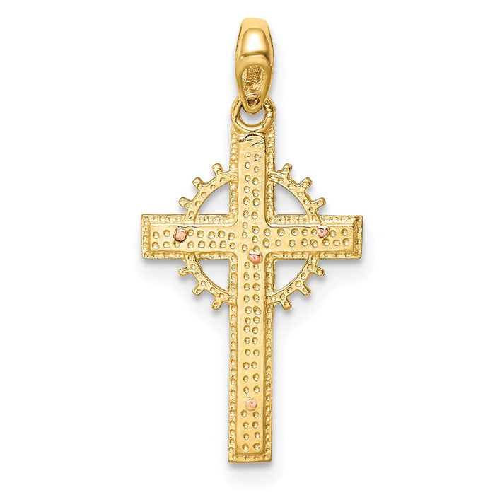 Million Charms 14K Two-Tone Relgious Crucifix Pendant