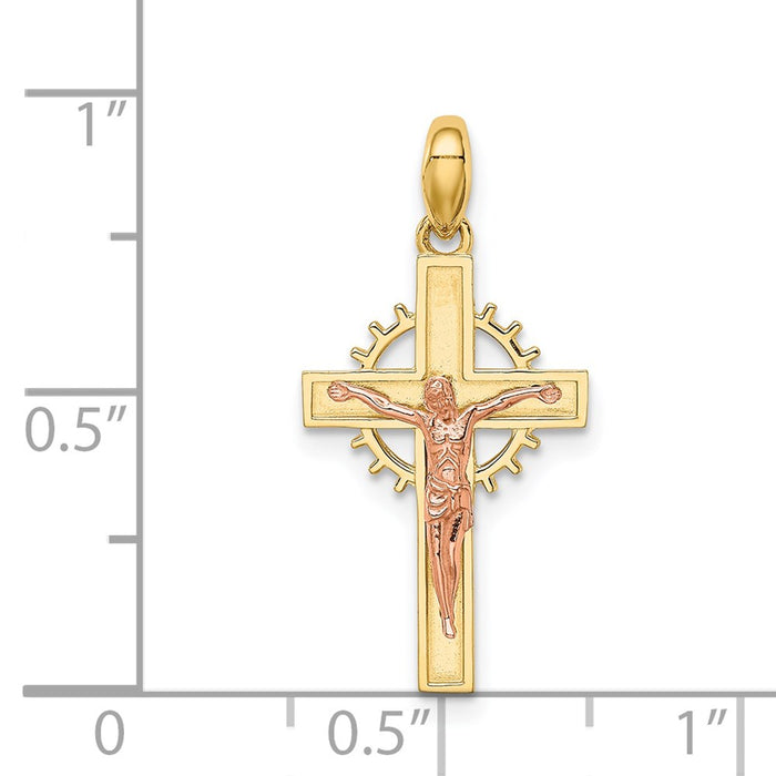 Million Charms 14K Two-Tone Relgious Crucifix Pendant