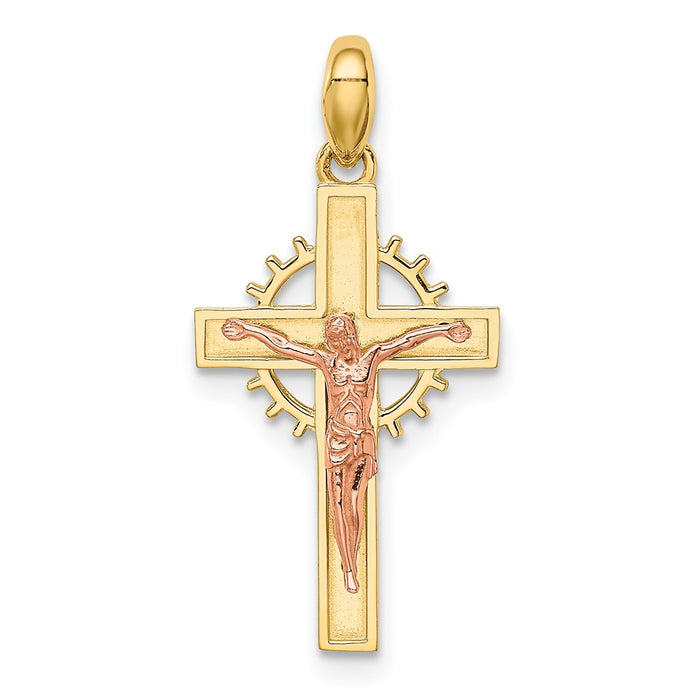 Million Charms 14K Two-Tone Relgious Crucifix Pendant