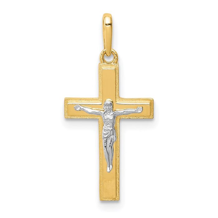 Million Charms 14K Two-Tone Relgious Crucifix Pendant