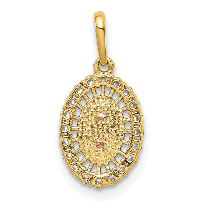 Million Charms 14K Two-Tone Relgious Our Lady Of Guadalupe (Cubic Zirconia) CZ Pendant