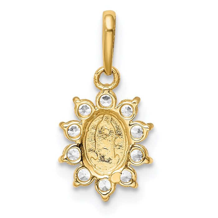 Million Charms 14K Yellow Gold Themed Relgious Our Lady Of Guadalupe (Cubic Zirconia) CZ Pendant