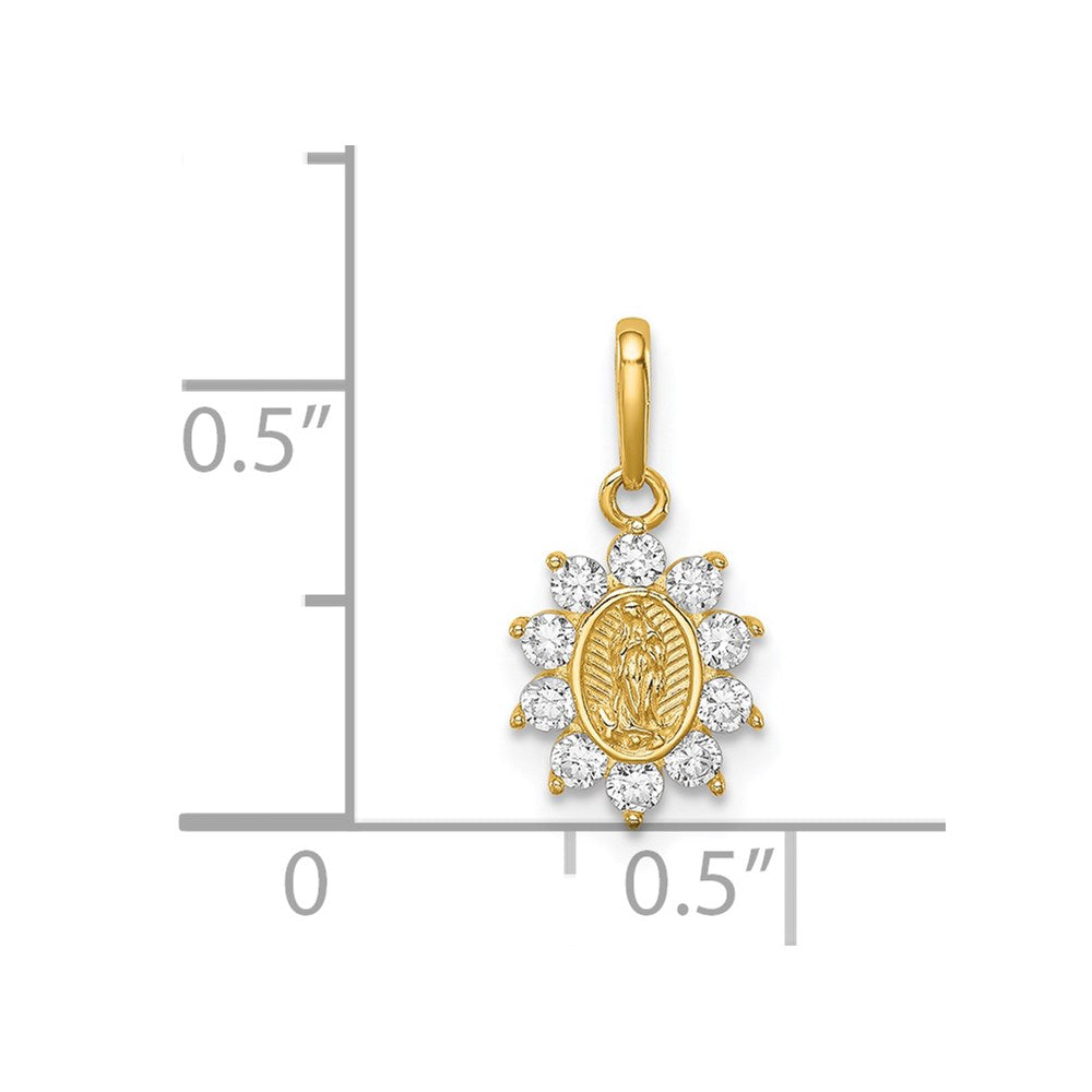 Million Charms 14K Yellow Gold Themed Relgious Our Lady Of Guadalupe (Cubic Zirconia) CZ Pendant