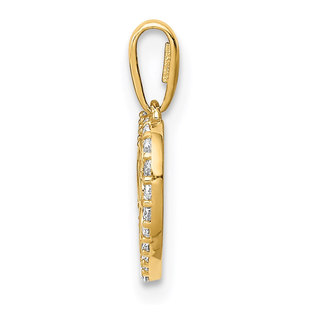 Million Charms 14K Yellow Gold Themed Hearts (Cubic Zirconia) CZ Pendant