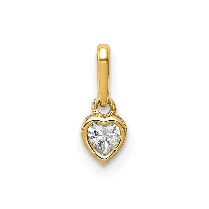 Million Charms 14K Yellow Gold Themed (Cubic Zirconia) CZ Heart Dangle Pendant