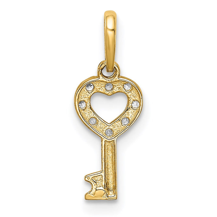 Million Charms 14K Yellow Gold Themed (Cubic Zirconia) CZ Key Dangle Pendant