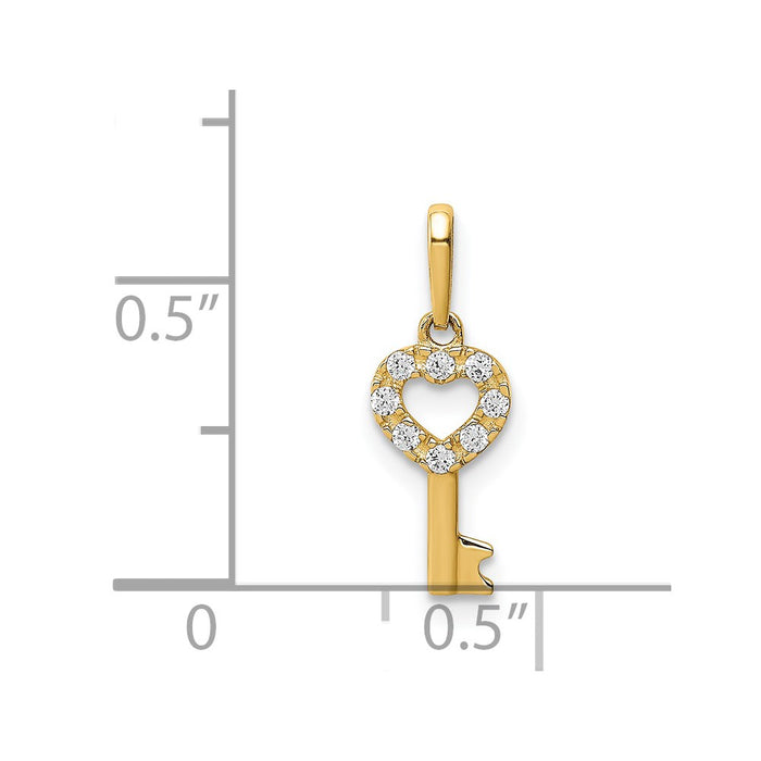 Million Charms 14K Yellow Gold Themed (Cubic Zirconia) CZ Key Dangle Pendant