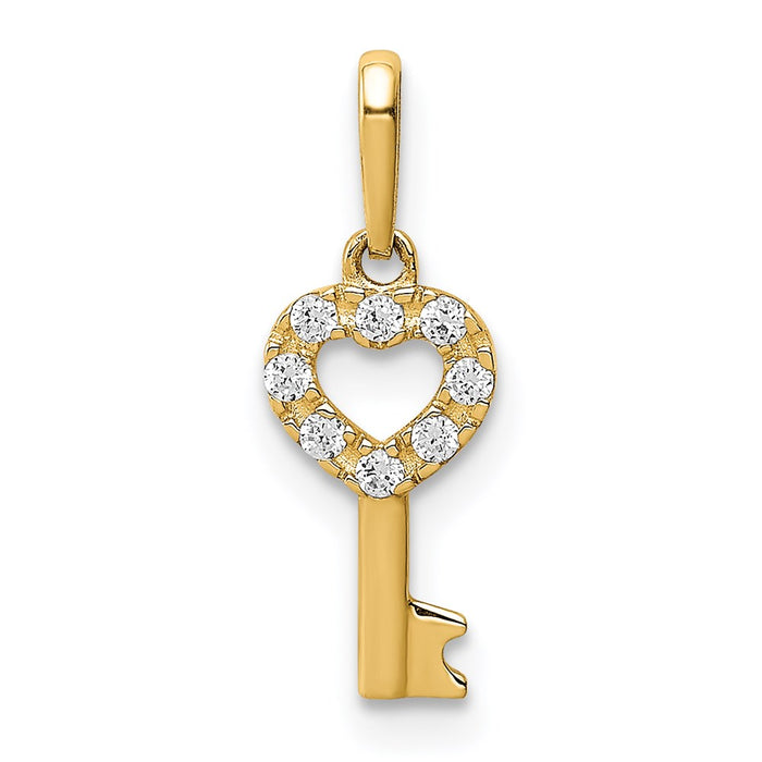 Million Charms 14K Yellow Gold Themed (Cubic Zirconia) CZ Key Dangle Pendant