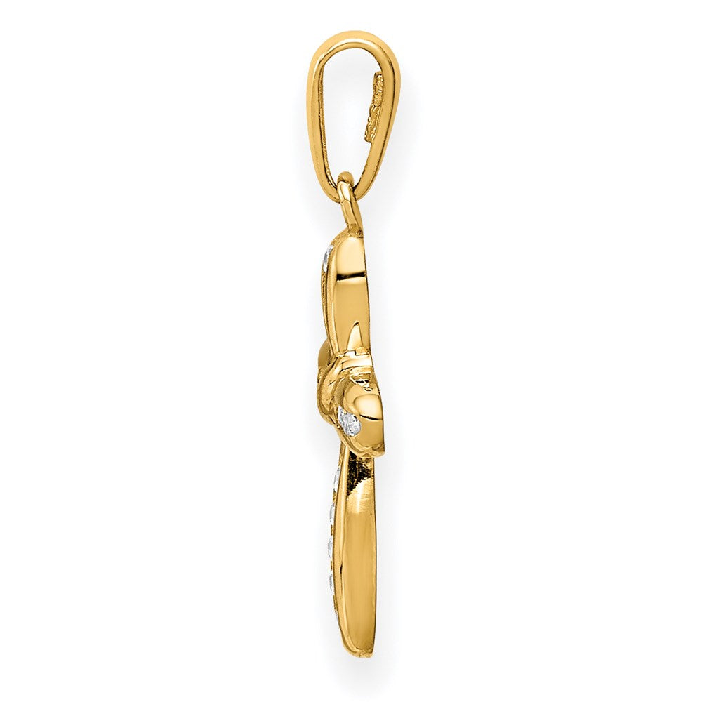 Million Charms 14K Yellow Gold Themed (Cubic Zirconia) CZ Relgious Cross Pendant