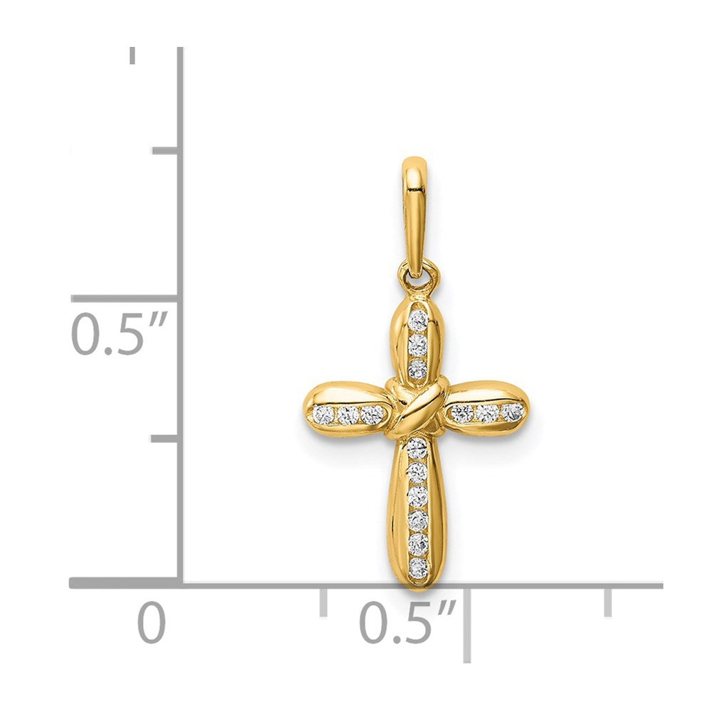 Million Charms 14K Yellow Gold Themed (Cubic Zirconia) CZ Relgious Cross Pendant