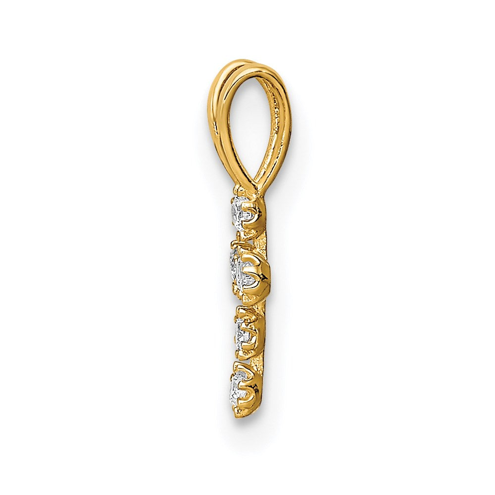 Million Charms 14K Yellow Gold Themed (Cubic Zirconia) CZ Relgious Cross Pendant