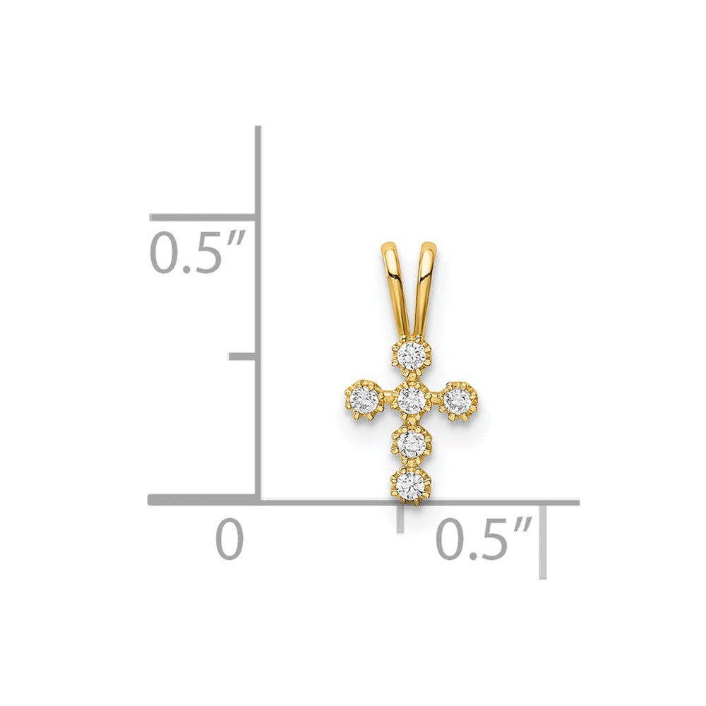 Million Charms 14K Yellow Gold Themed (Cubic Zirconia) CZ Relgious Cross Pendant