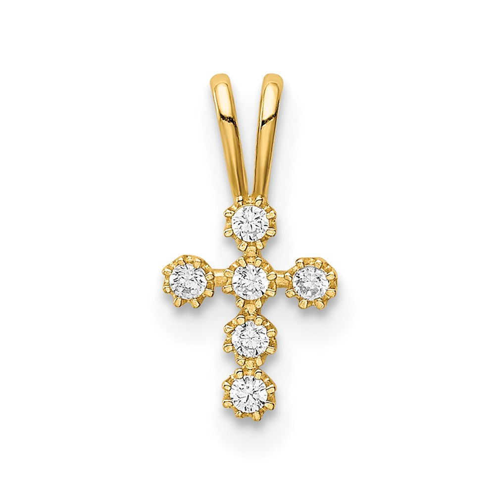 Million Charms 14K Yellow Gold Themed (Cubic Zirconia) CZ Relgious Cross Pendant