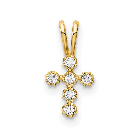 Million Charms 14K Yellow Gold Themed (Cubic Zirconia) CZ Relgious Cross Pendant
