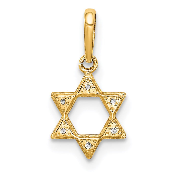 Million Charms 14K Yellow Gold Themed (Cubic Zirconia) CZ Religious Jewish Star Of David Pendant