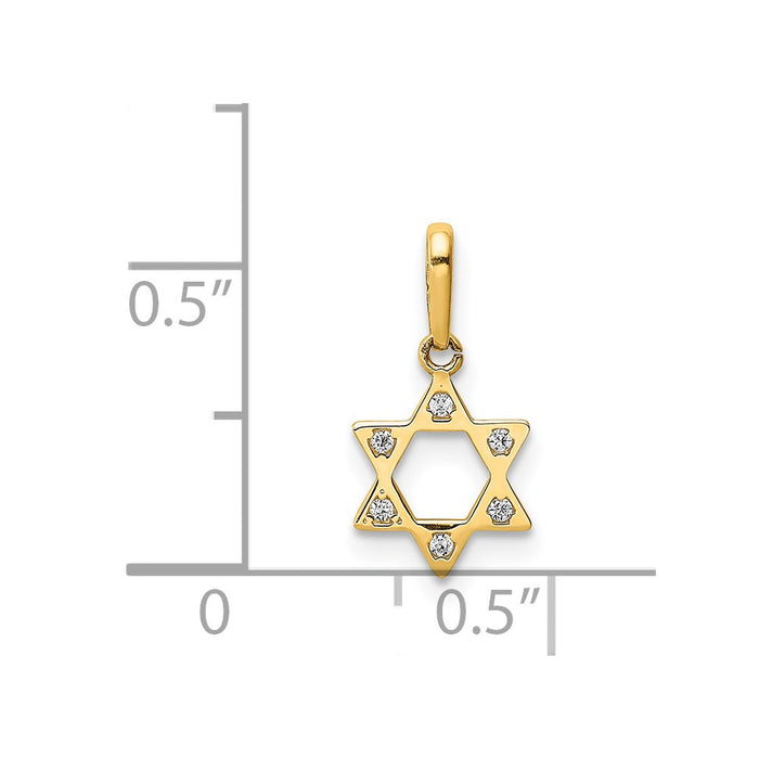 Million Charms 14K Yellow Gold Themed (Cubic Zirconia) CZ Religious Jewish Star Of David Pendant