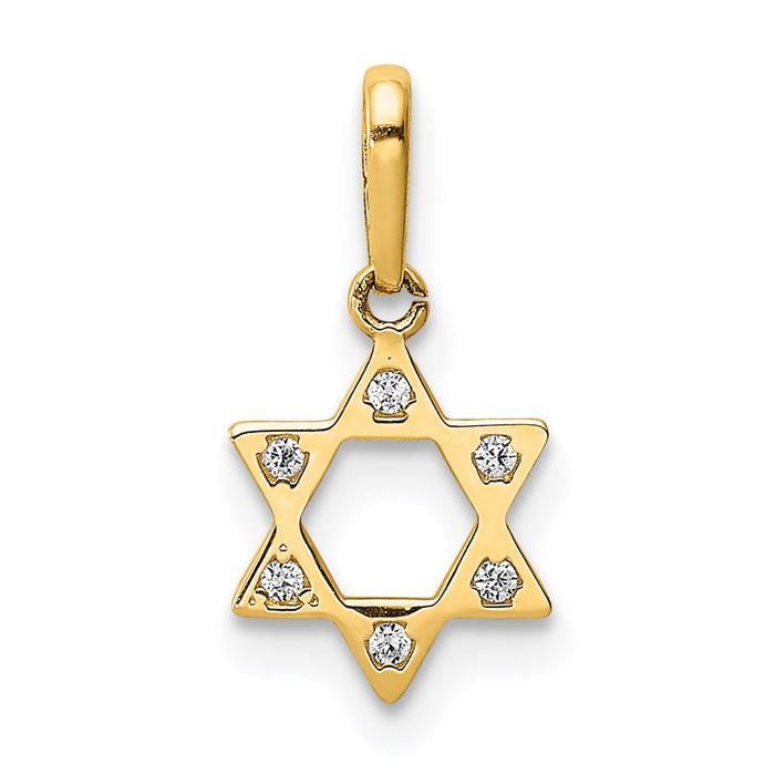 Million Charms 14K Yellow Gold Themed (Cubic Zirconia) CZ Religious Jewish Star Of David Pendant