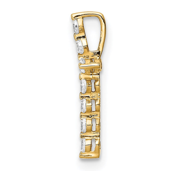 Million Charms 14K Yellow Gold Themed (Cubic Zirconia) CZ Relgious Cross Pendant Chain Slide