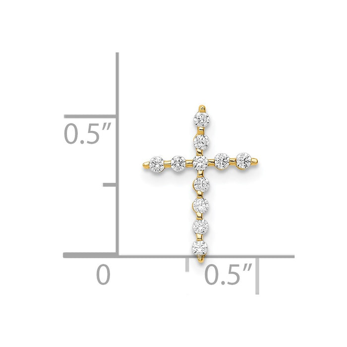 Million Charms 14K Yellow Gold Themed (Cubic Zirconia) CZ Relgious Cross Pendant Chain Slide