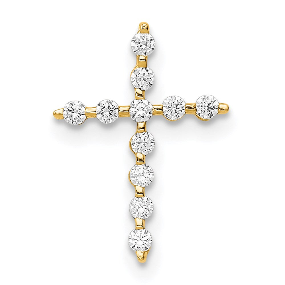 Million Charms 14K Yellow Gold Themed (Cubic Zirconia) CZ Relgious Cross Pendant Chain Slide