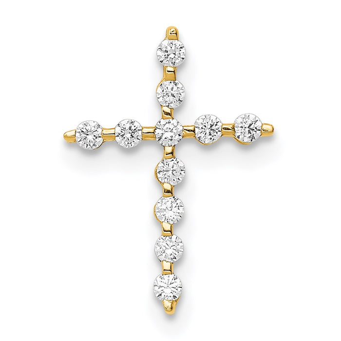 Million Charms 14K Yellow Gold Themed (Cubic Zirconia) CZ Relgious Cross Pendant Chain Slide