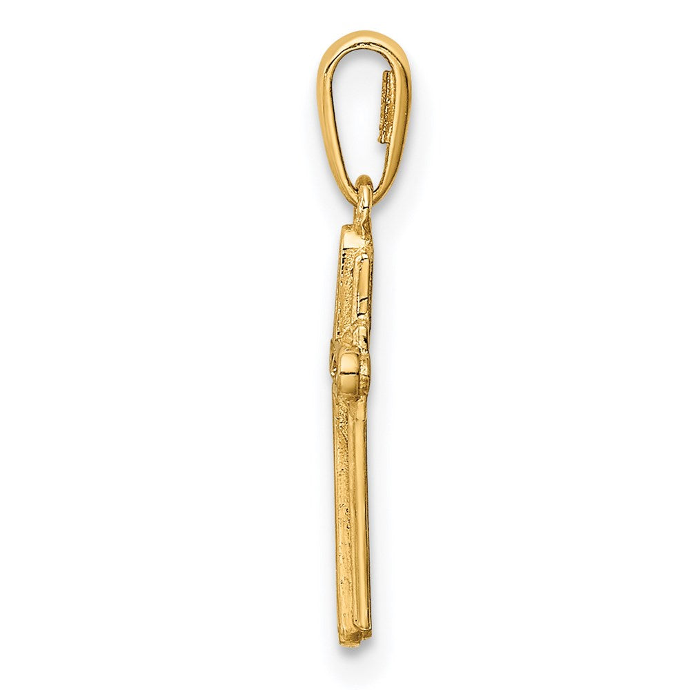 Million Charms 14K Yellow Gold Themed Relgious Cross (Cubic Zirconia) CZ Pendant