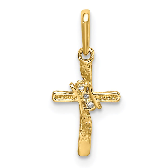Million Charms 14K Yellow Gold Themed (Cubic Zirconia) CZ Twisted Relgious Cross Pendant