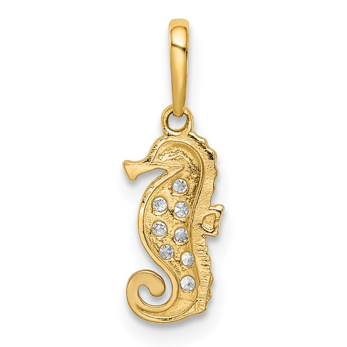 Million Charms 14K Yellow Gold Themed (Cubic Zirconia) CZ Nautical Seahorse Pendant