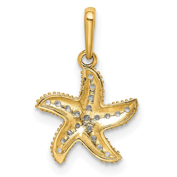 Million Charms 14K Yellow Gold Themed (Cubic Zirconia) CZ Nautical Starfish Pendant