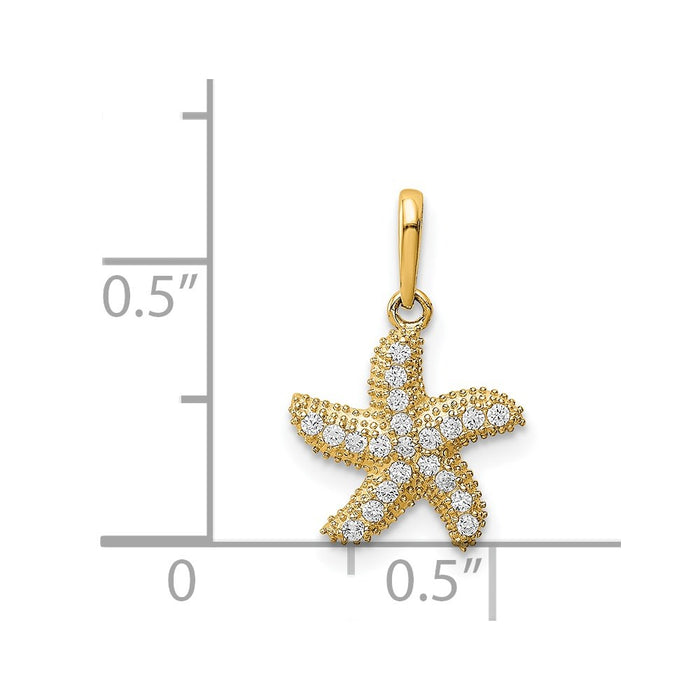 Million Charms 14K Yellow Gold Themed (Cubic Zirconia) CZ Nautical Starfish Pendant