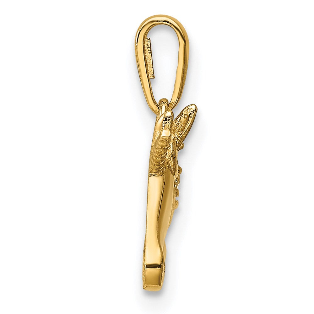 Million Charms 14K Yellow Gold Themed Unicorn (Cubic Zirconia) CZ Pendant