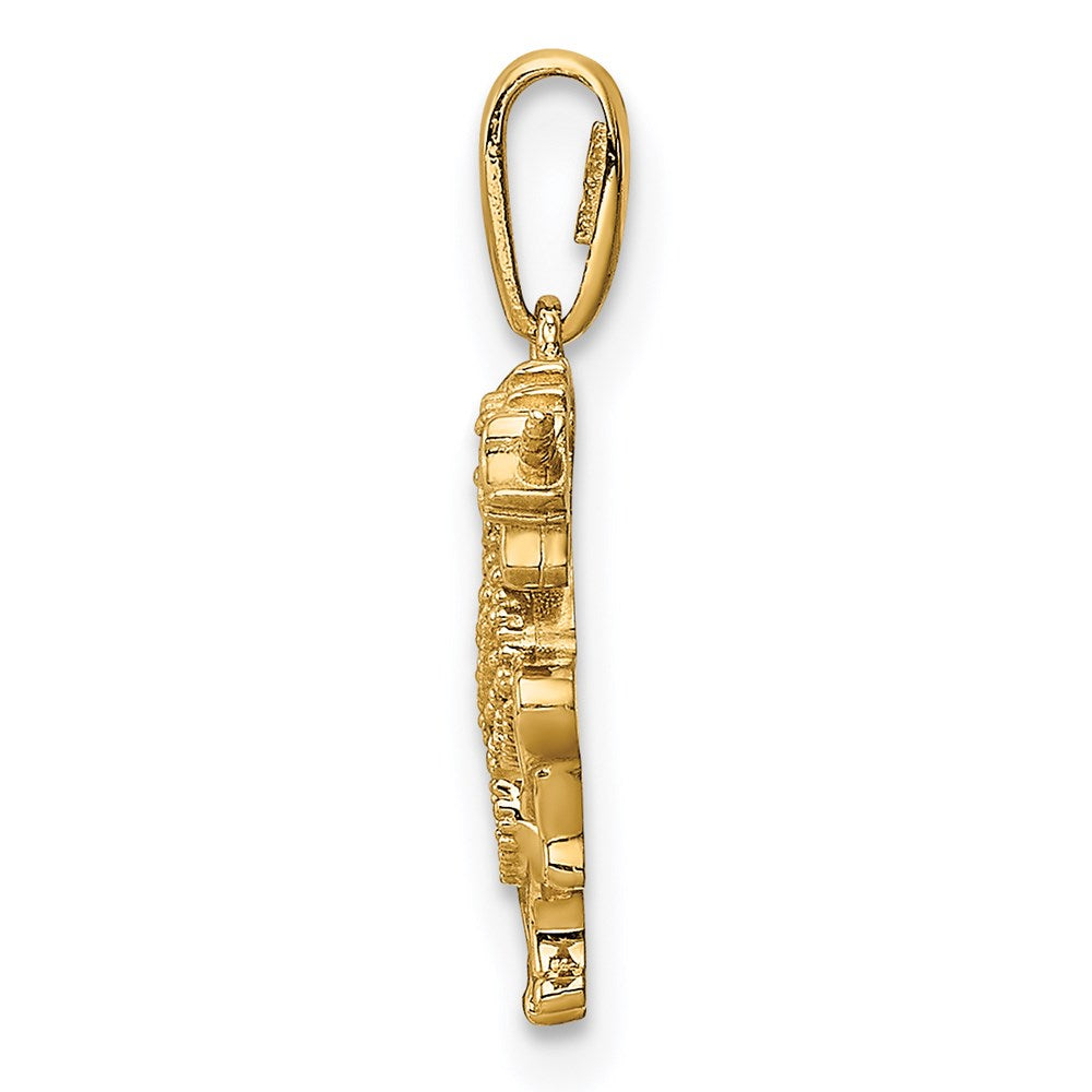 Million Charms 14K Yellow Gold Themed Rearing Unicorn (Cubic Zirconia) CZ Pendant