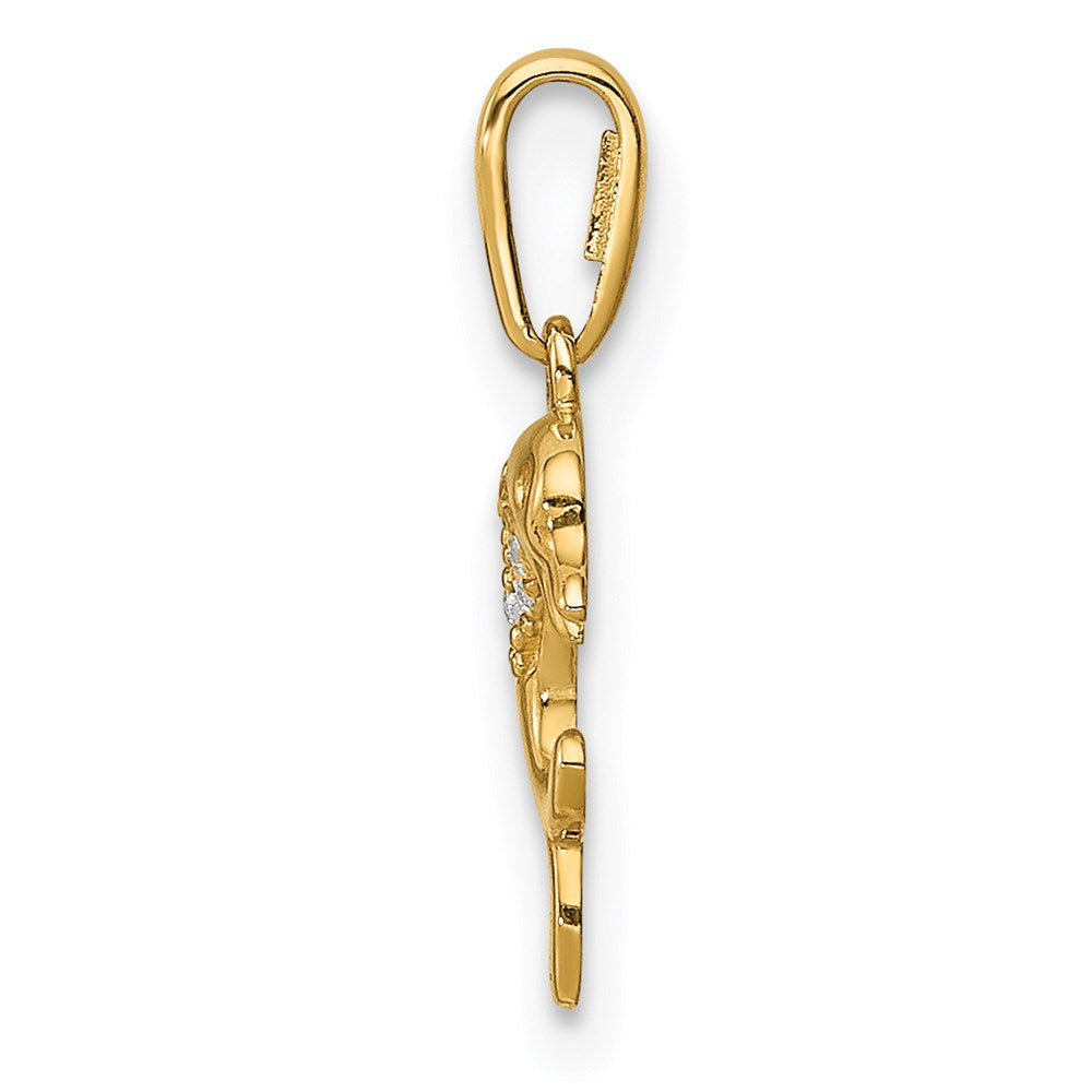 Million Charms 14K Yellow Gold Themed Dolphin (Cubic Zirconia) CZ Pendant