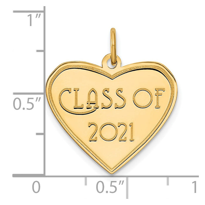 Million Charms 14k Class of 2021 Graduation Heart Necklace Charm Pendant