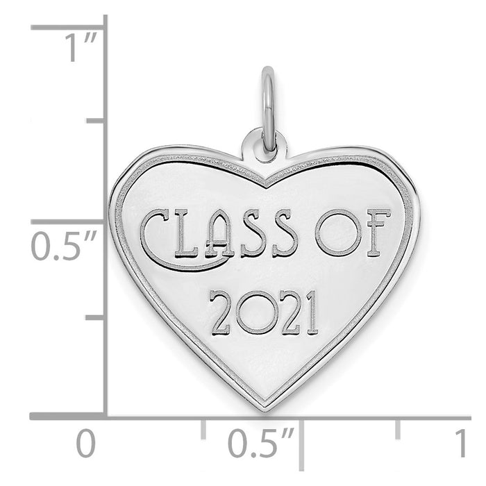 Million Charms 14K White Gold  Class of 2021 Graduation Heart Necklace Charm Pendant