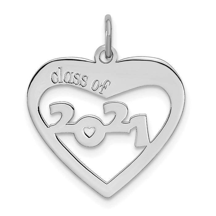 Million Charms 14K White Gold  CLASS OF 2021 Graduation Heart Cut Out