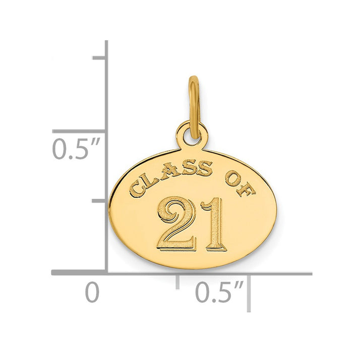 Million Charms 14k Oval CLASS OF 2021 Graduation Necklace Charm Pendant
