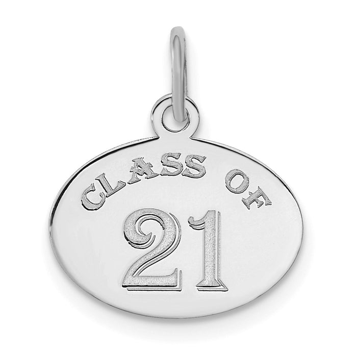 Million Charms 14K White Gold  Oval CLASS OF 2021 Graduation Necklace Charm Pendant