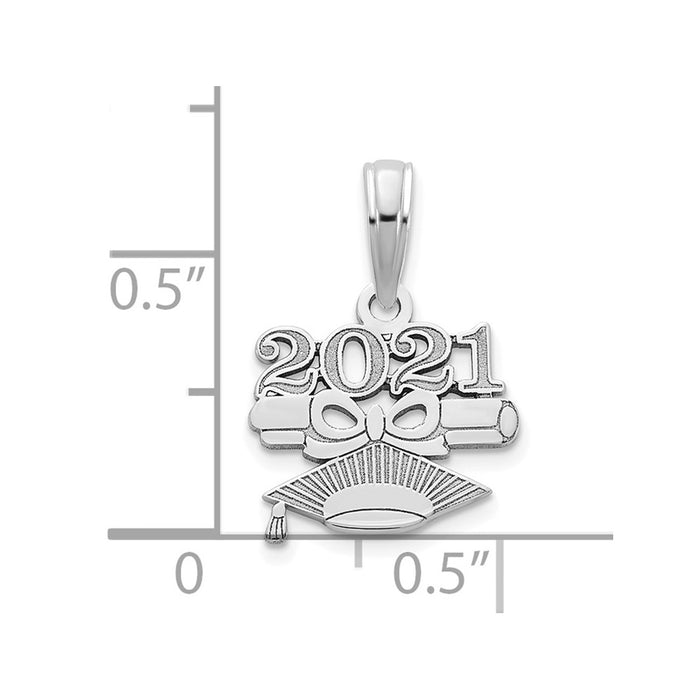Million Charms 14K White Gold  2021-DIPLOMA and GRADUATION CAP Necklace Charm Pendant