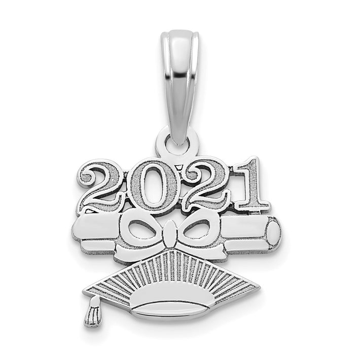 Million Charms 14K White Gold  2021-DIPLOMA and GRADUATION CAP Necklace Charm Pendant