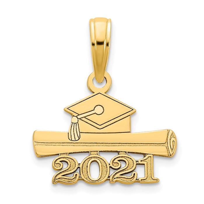 Million Charms 14K 2021 Graduation Cap and Diploma Necklace Charm Pendant