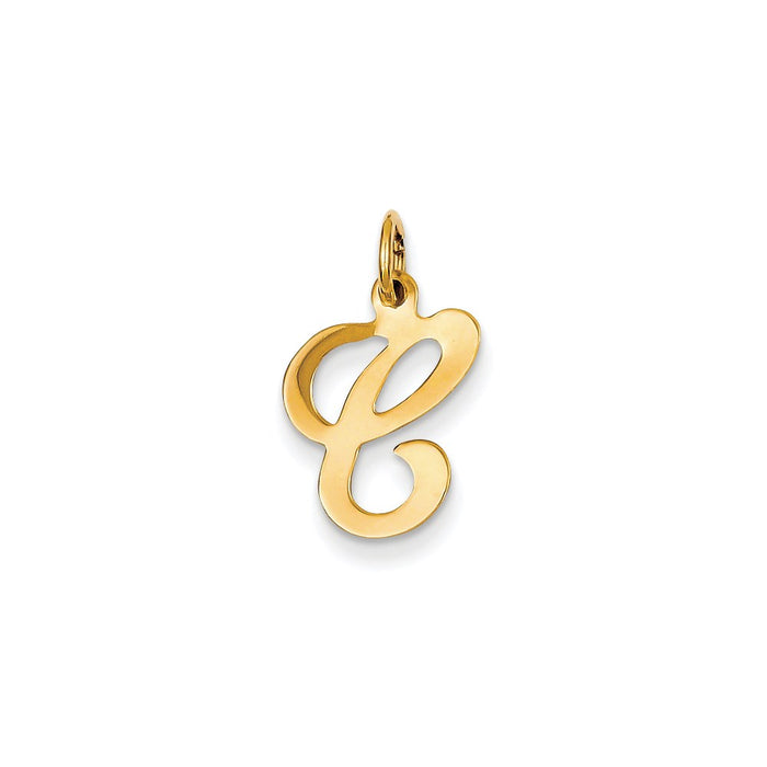 Million Charms 14K Yellow Gold Themed Alphabet Letter Initial C Charm