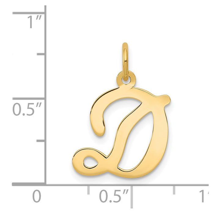 Million Charms 14K Yellow Gold Themed Alphabet Letter Initial D Charm